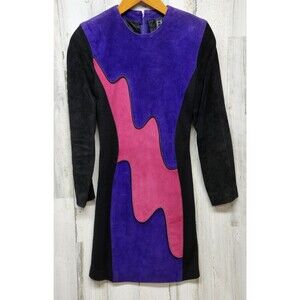 Vintage Outerwear by Phoenix Dress SM Color Block Genuine Cow Split 80s 90's USA
